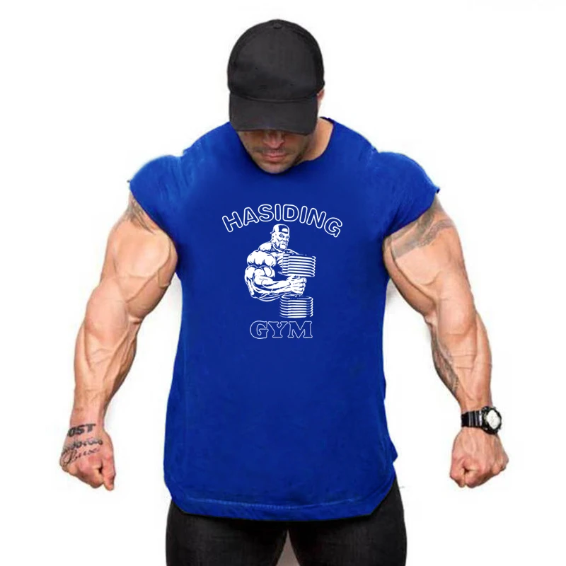 Summer Gym Tank Top Men Cotton Bodybuilding Fitness Sleeveless T Shirt Workout Clothing Mens Compression Sportswear Muscle Vests