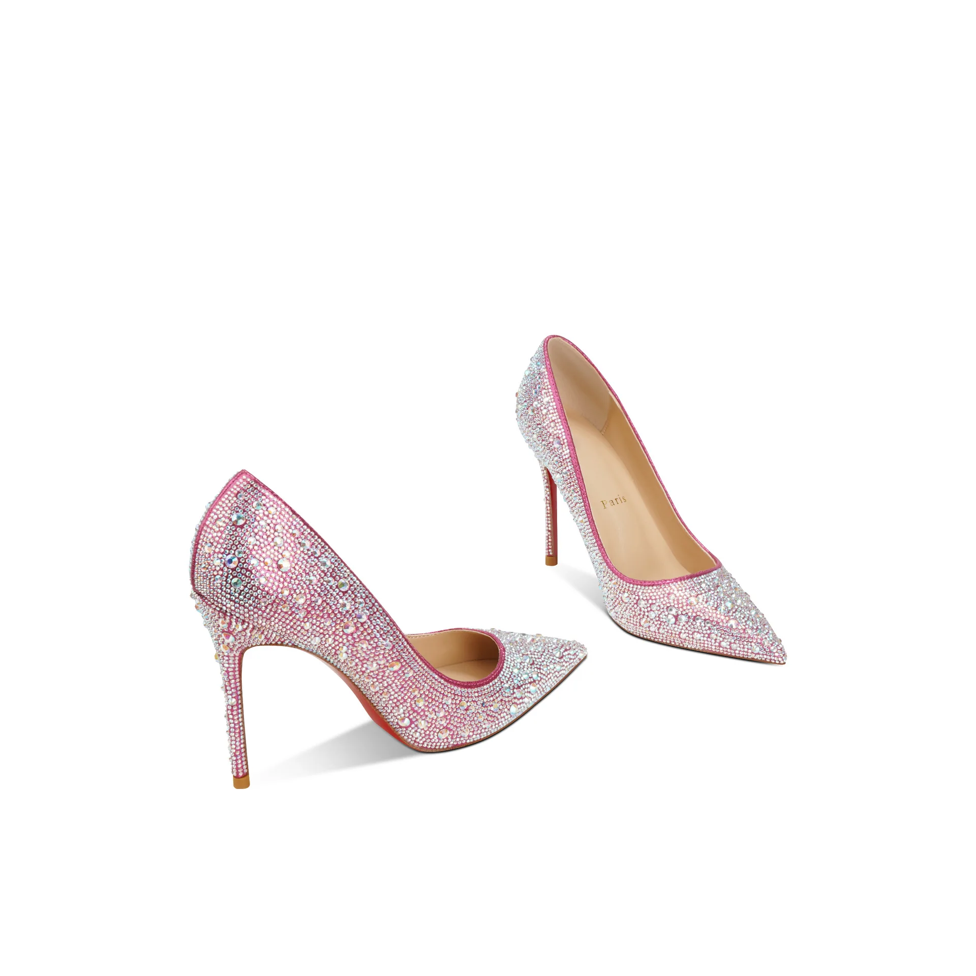 New silver pointed thin single order shoes with temperament, simple and easy to wear commuting high-heeled shoes with diamonds