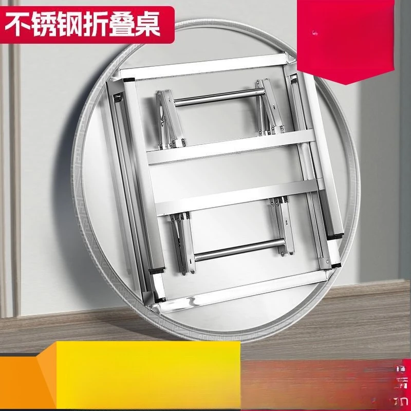 304 stainless steel table is extra thick, foldable round table to set up stalls for diners, and stainless steel table with large