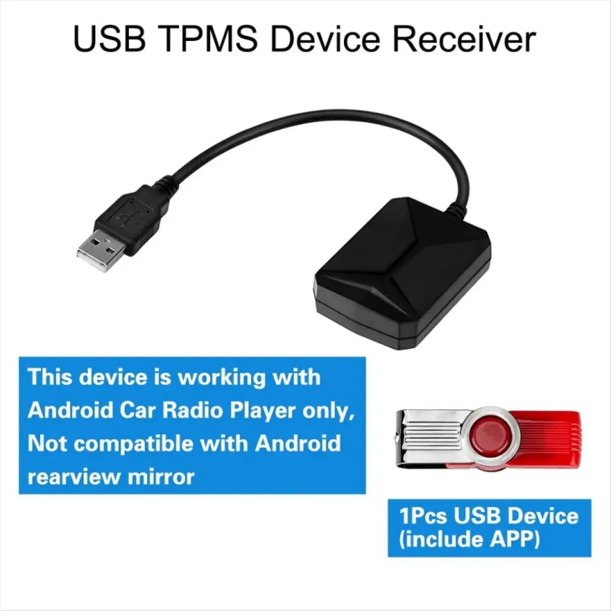 A72U Android Navigation TPMS with 4 Sensors Alarm System USB Android Car TPMS Wireless Transmission Tire Monitoring(External)