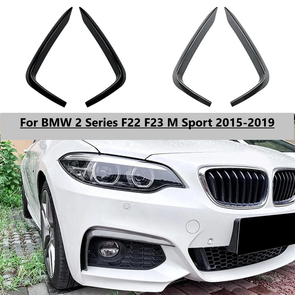 

Car Front Bumper Lip Splitter Spoiler Strips for BMW 2 Series F22 F23 M Sport 2015-2019 Air Knife Trims Fog Light Eyebrow Trim