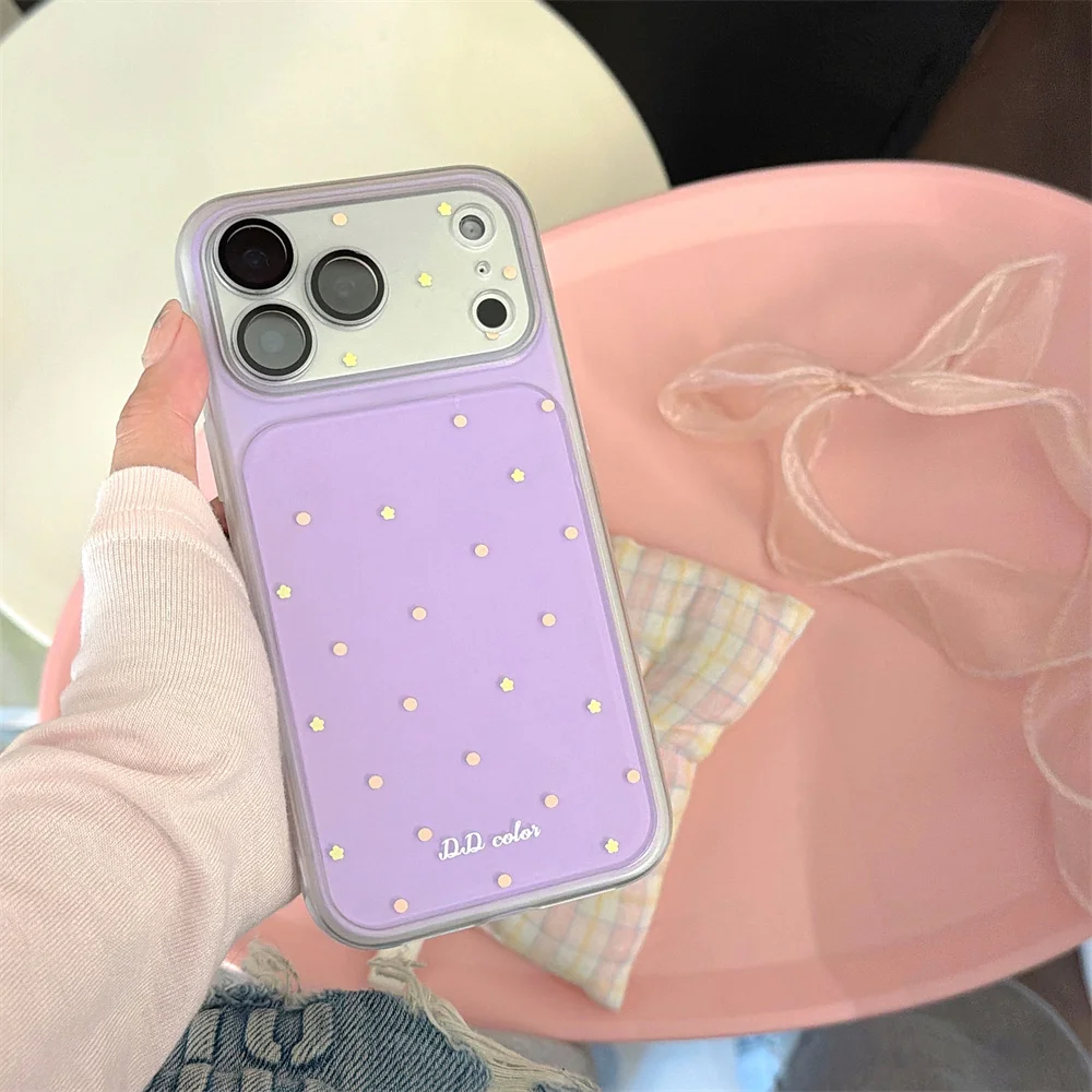 

Kawaii Pastel Star Polka Dot Phone Case for iPhone 17 Pro Max Candy Color Clear Soft Protect Phone Cover for iPhone 16 15 14 13