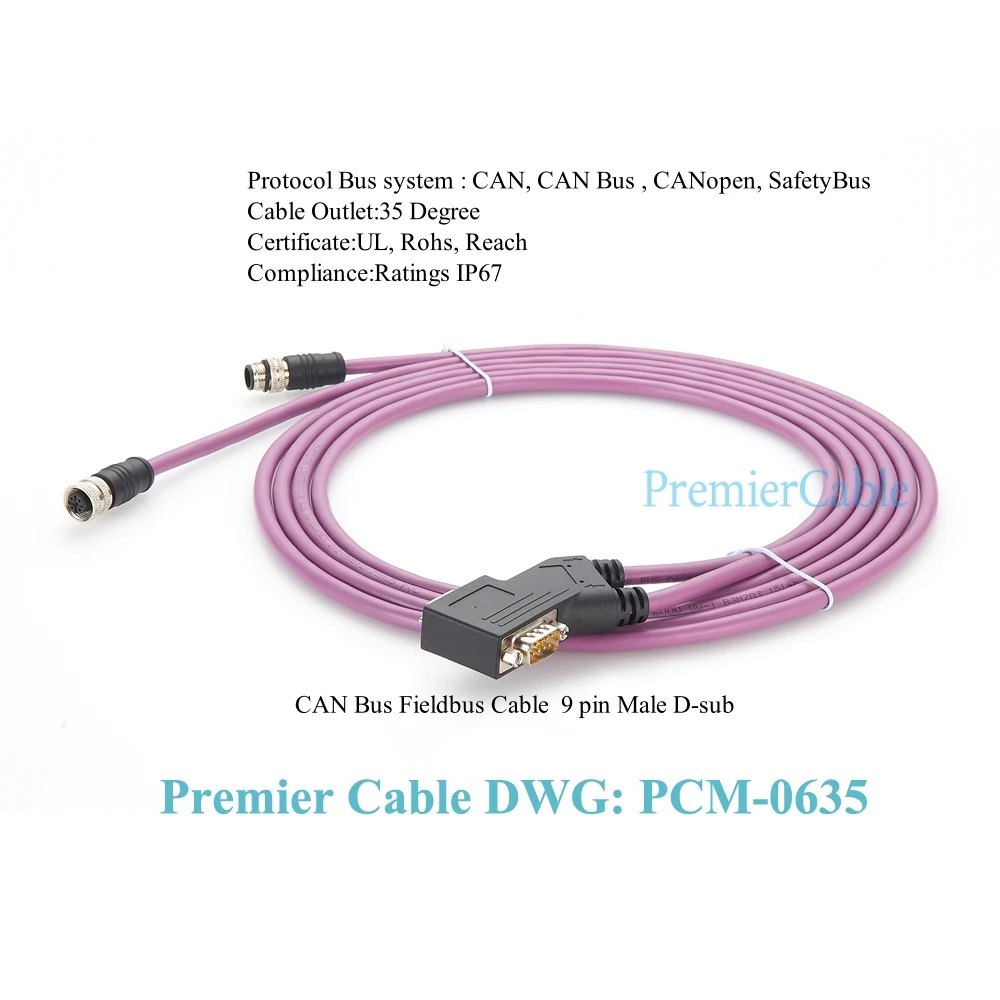CAN-Bus CANopen PLC-Adapter 35 ° DB9 zu M12 A-Code 5-Pin-Kabel für Gateway zu Feldbus, kompatibel mit SUBCON-PLUS-CAN/35/PG/M12 – Detail 3