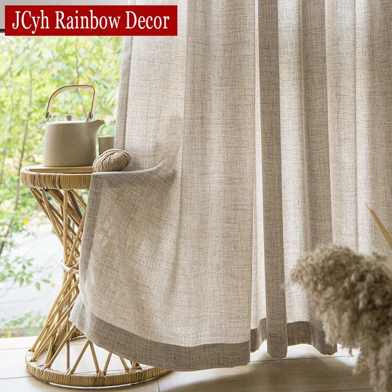 

Japan Style Thick Sheer Curtains for the Living Room Semi Tulle Curtain for Windows Solid Cortina Ready-made Voile Privacy Decor