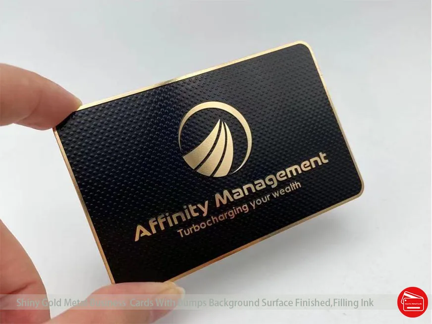 

Plated Shiny Gold Metal Business Cards Custom Logo Screen Printing Matte Black Color