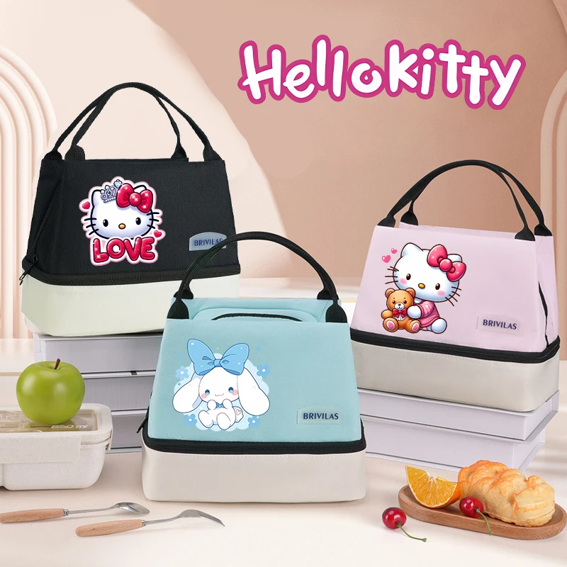 

Sanrio Hello Kitty Cartoon Lunch Bag Student Insulated Food Storage Bags Outdoor Picnic Large Capacity Handbags Birthday Gifts