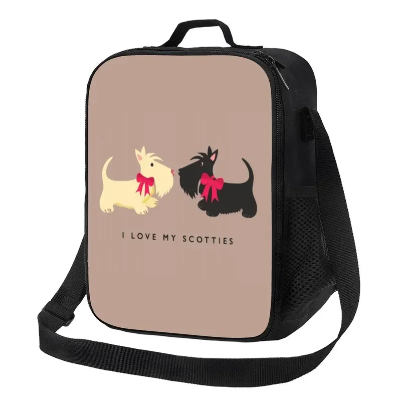 I Love My Scotties Insulated Lunch Bag for Women Scottish Terrier Dog Thermal Cooler Bento Box Office Work School