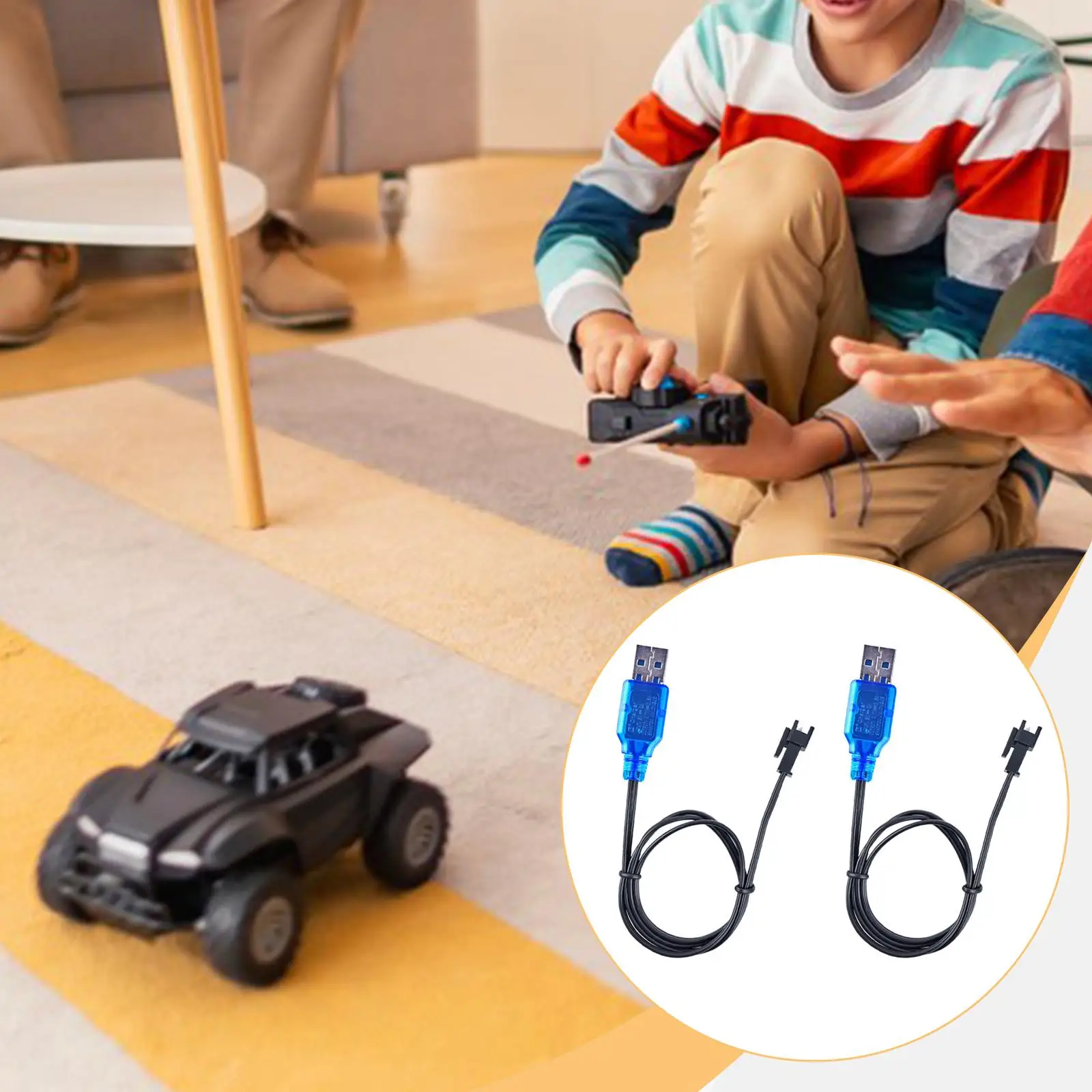 2 Pieces 3.7V 400mAh USB Charging Cables RC Toy Battery Charge Cables Portable Compact Safely for RC Toys Car Boats Drones