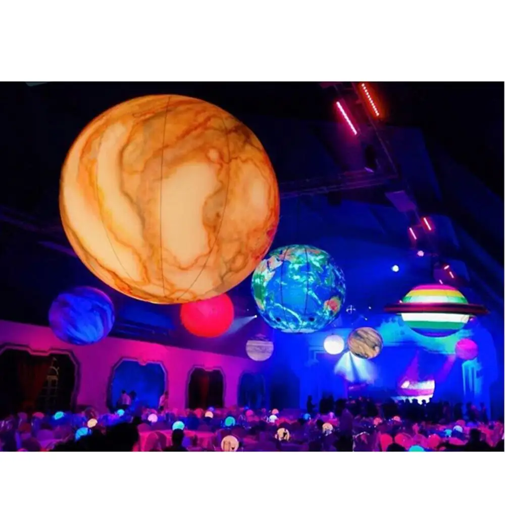 2024 Giant Inflatable Moon Earth Balls Led Planet Balloons 9 Solar System Sun Jupiter Saturn Mars Venus For Party Decoration