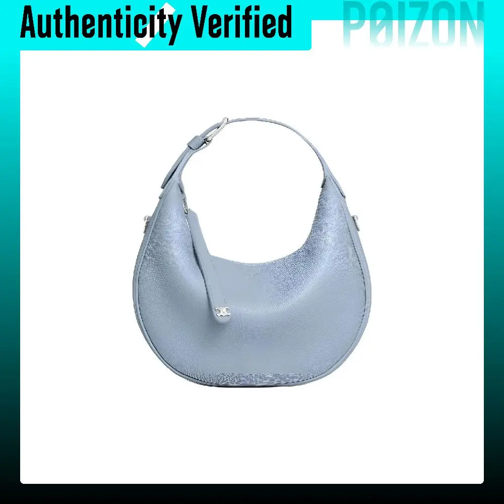 CELINE LULU Calfskin Suede One Shoulder Handbag Women's Blue 120723ENY-05LN