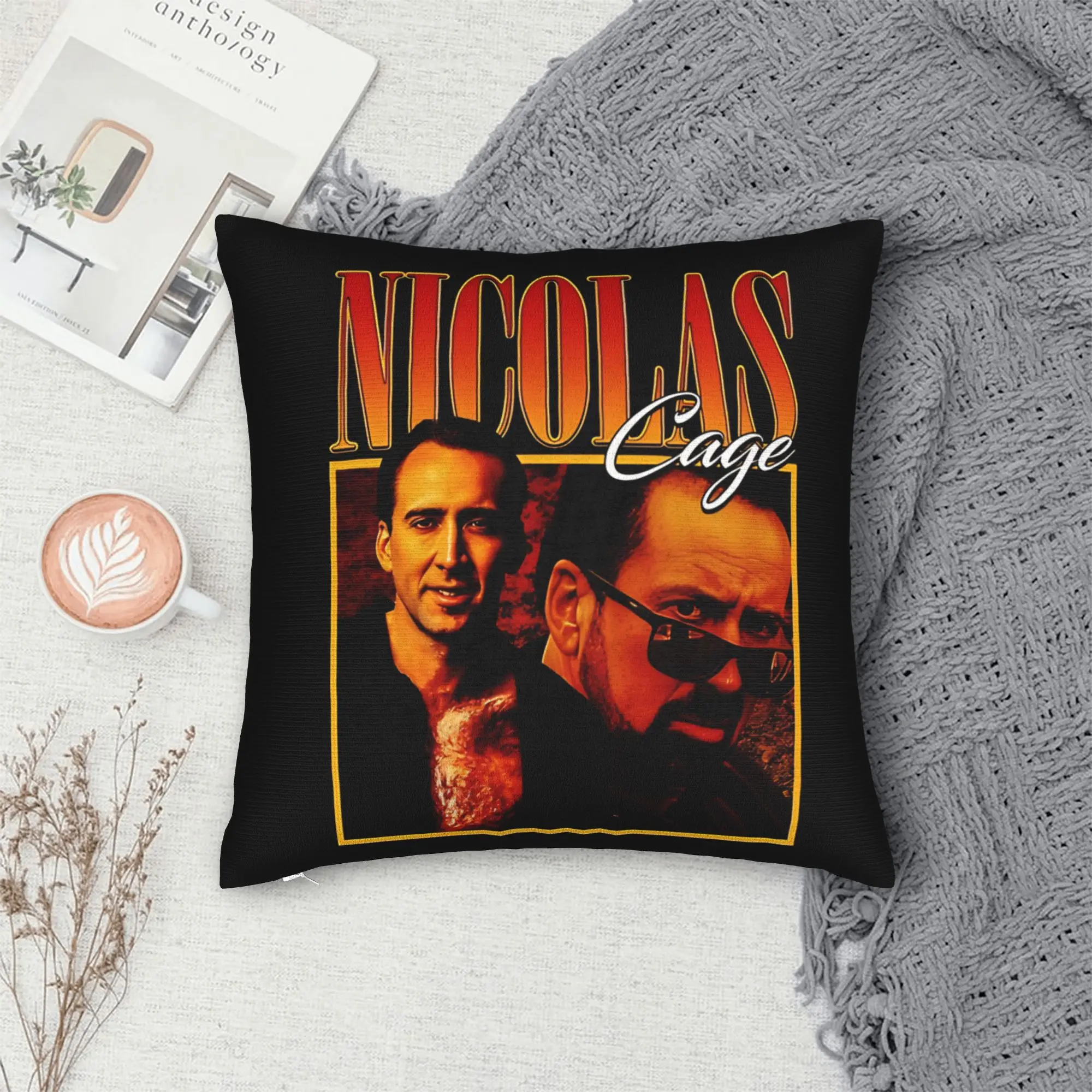 Pillow Case Nicolas Cage Retro Movie Tribute Dual Portrait  Comfy  Pillow Cover For Living Room Bed Chair Funny Pillowcases