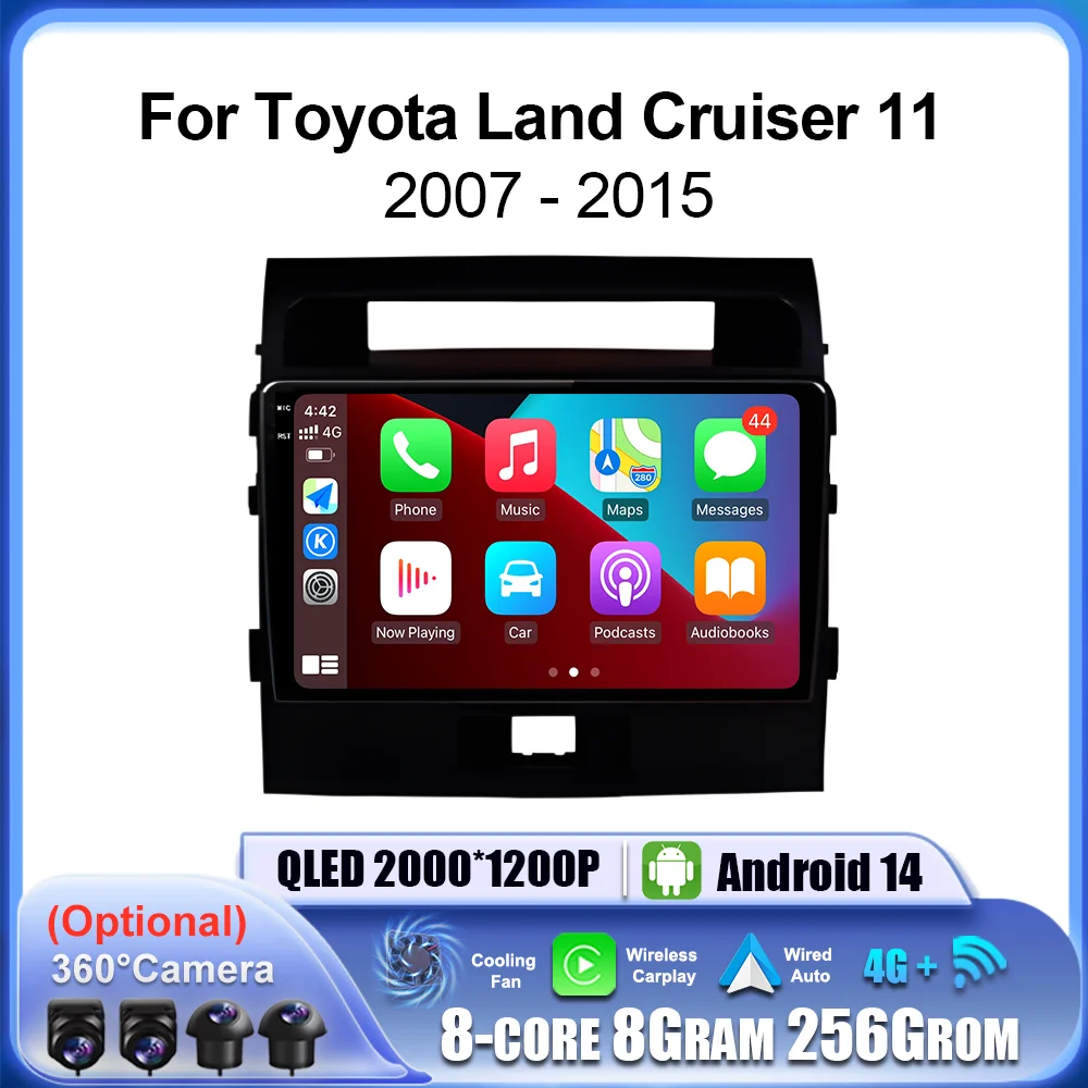 Android Intelligent System 4G Wireless Carplay for Toyota Land Cruiser 11 2007 - 2015 Car Radio Multimedia Player GPS Navi 10 ''