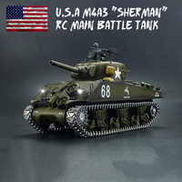 Henglong 3898-1 Metal US M4A3 Main Battle Tank RC Model US Sherman 1:16 Battle Simulation Remote Control Toys Car