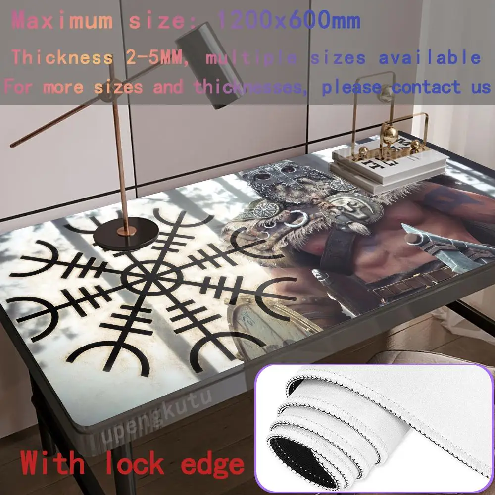 XXXL1200x600 Gamer Viking Vegvisir Shield Fashion Mechanical Gamer Mouse Pad Anime figures Non-Slip Rubber Kawaii Edge locking