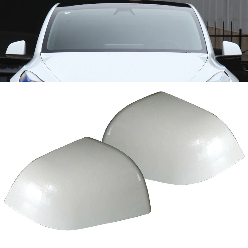 

1 Pair Car Front Left Right Door Exterior Mirror Cap Cover White Fit for Tesla Model Y 2022 2021 2020 New