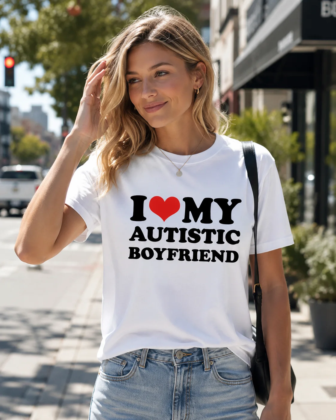 I Love My Autistic Girlfriend Boyfriend T Shirt Matching Couples T-shirt His and Her Love Short Sleeve Tshirt  Streetwear y2k