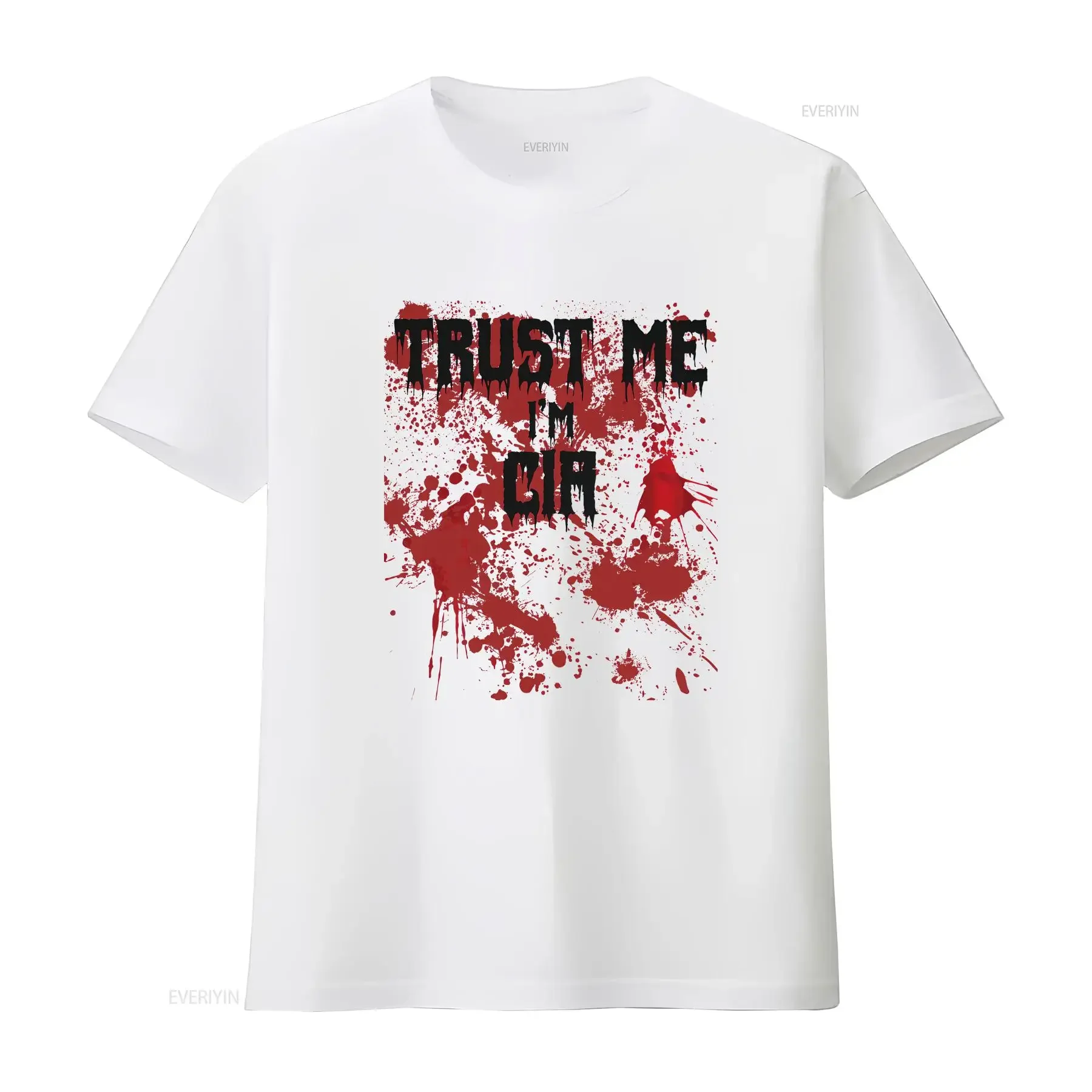 Bloody Trust Me I'm CIA Scary Halloween Design t shirt vintage Washed Slightly Casual fashion Stylish streetwear Comfortable