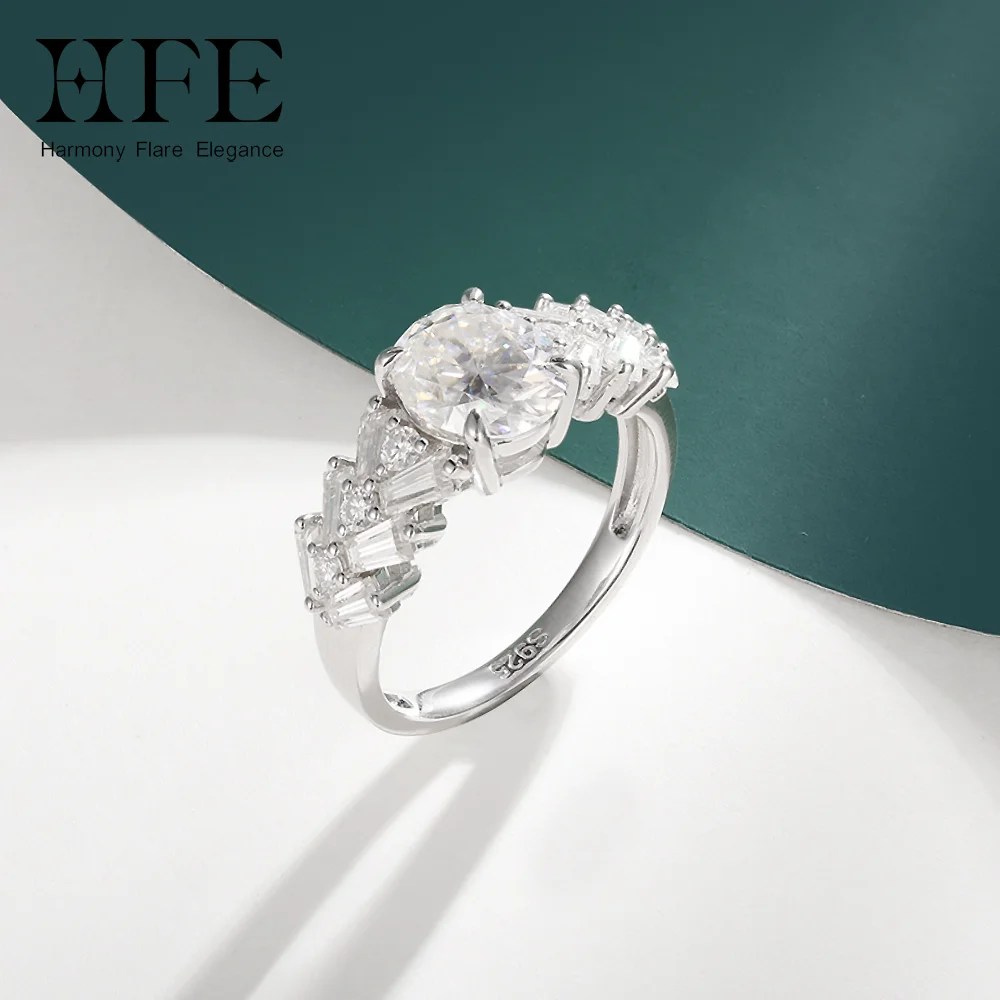 

HFE 2ct Moissanite Lab Cultured Oval Diamond 925 Sterling Silver Women's Victorian Fashion Jewelry Luxury Engagement Gift