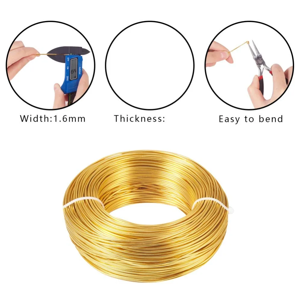 NBEADS 500g Aluminum Wire, Gold, 1.5mm; About 100m/500g