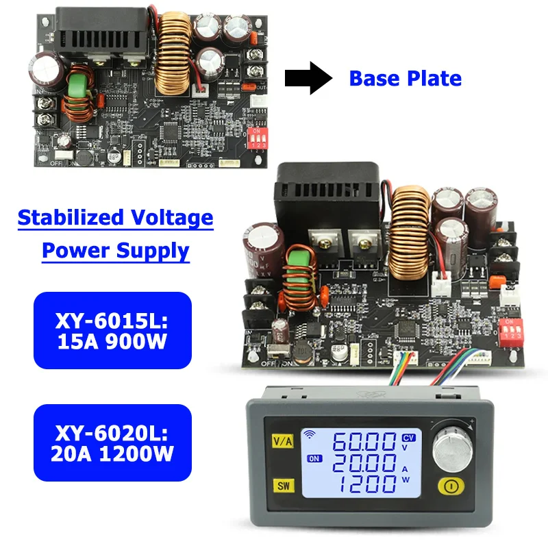 CNC 조정 가능한 DC 안정화 전압 전원 공급 장치, 정전압 정전류 스텝 다운 모듈, 베이스 플레이트, XY6015L, XY6020L