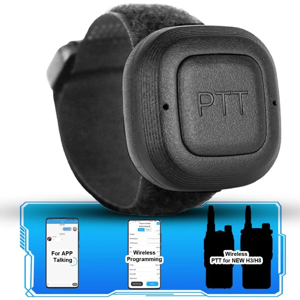 TIDRADIO Drahtloser Programmierer für Baofeng Radio 5RM, UV-5R, UV-5G Plus Programmierbarer/Bluetooth-PTT-Taste mit Mikrofon für TD-H3 TD-H8