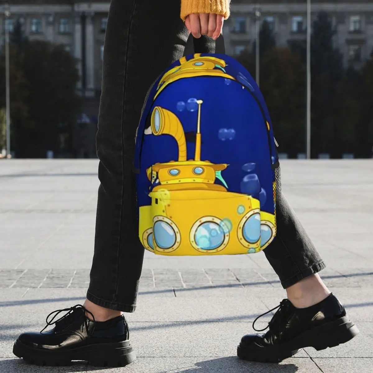 Cartoon Submarine Underwater World Backpack Student BookBag Children School Bag Laptop Shoulder Bags for Men Women