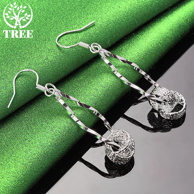 ALITREE 925 Sterling Silver Double-loop Drop Earrings For Women earring Party Engagement Wedding Fashion Jewelry Birthday Gifts