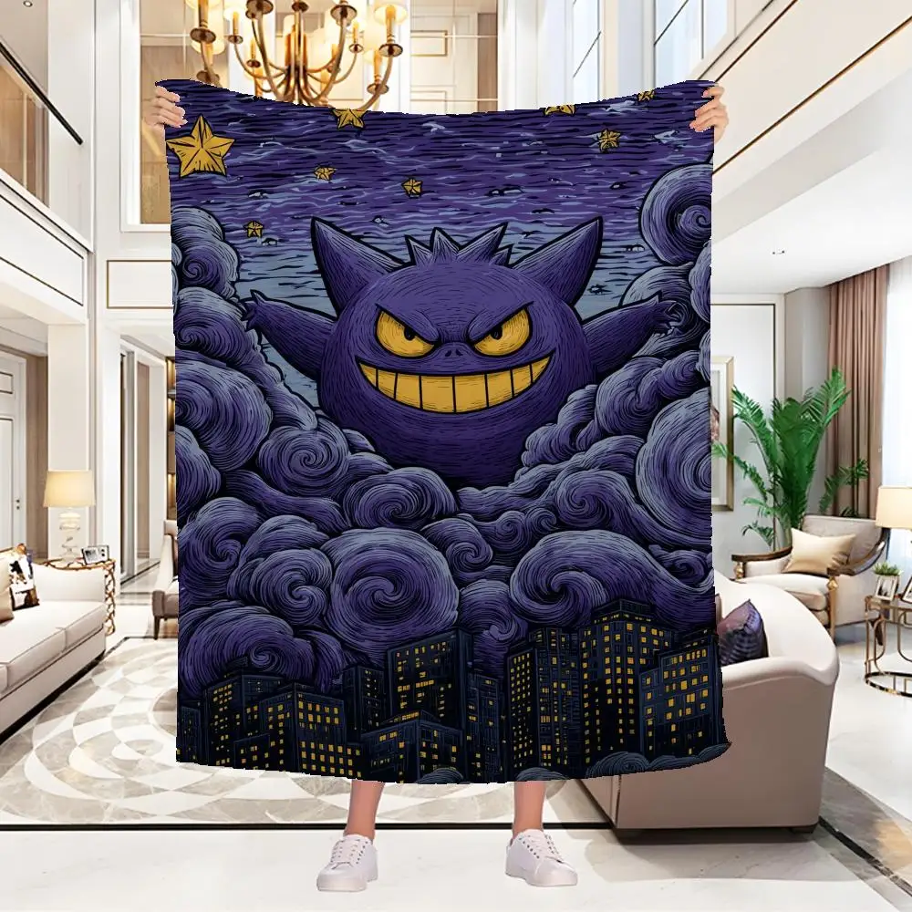 lance-cobertor-estetico-portatil-g-gengar-casa-viagem-acampamento-van-sofa-pokemon-piquenique-grosso-quente-gogh-flanela-cobertor
