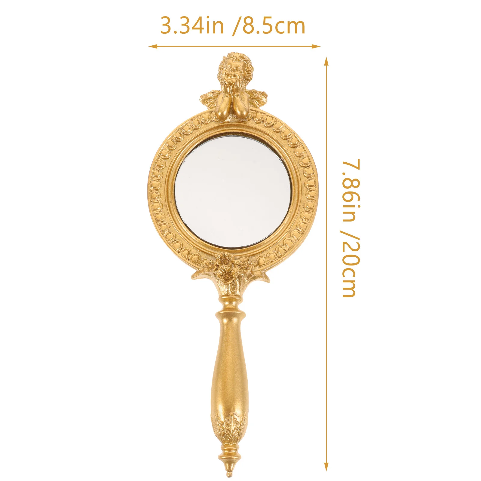 กระจกพกพาสำหรับเดินทาง ด้ามจับทำจากเรซิ่น กระจกพกพาสำหรับผู้หญิง น้ำหนักเบา ดีไซน์กะทัดรัด กระจกมือขนาดเล็กใช้งานได้จริง