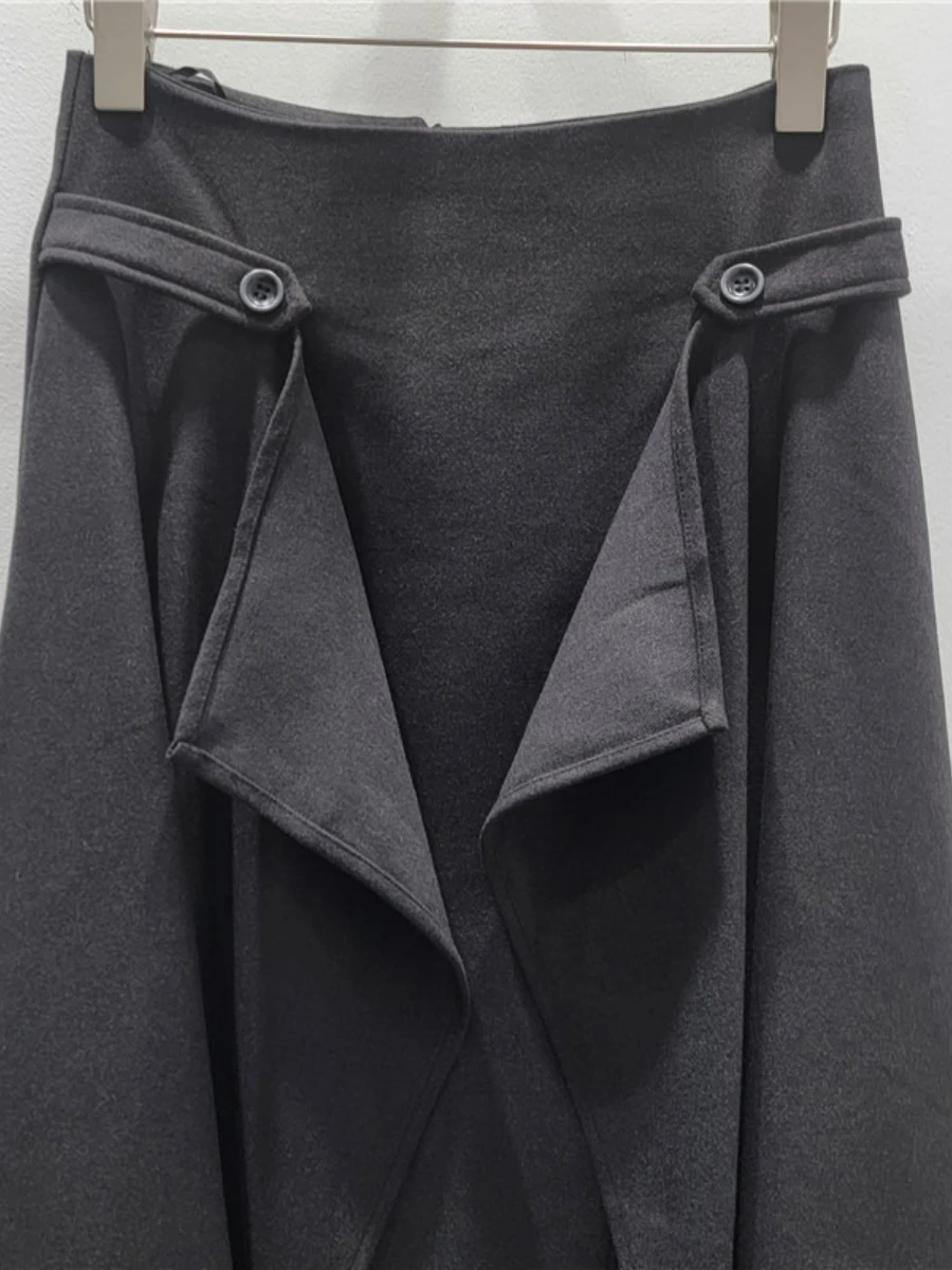 GALCAUR 솔리드 스플라이스 레이스 템퍼먼트 스커트 여성용 하이웨이스트 루즈 엘레강트 불규칙 여성 스커트 가을 패션 스타일 신상