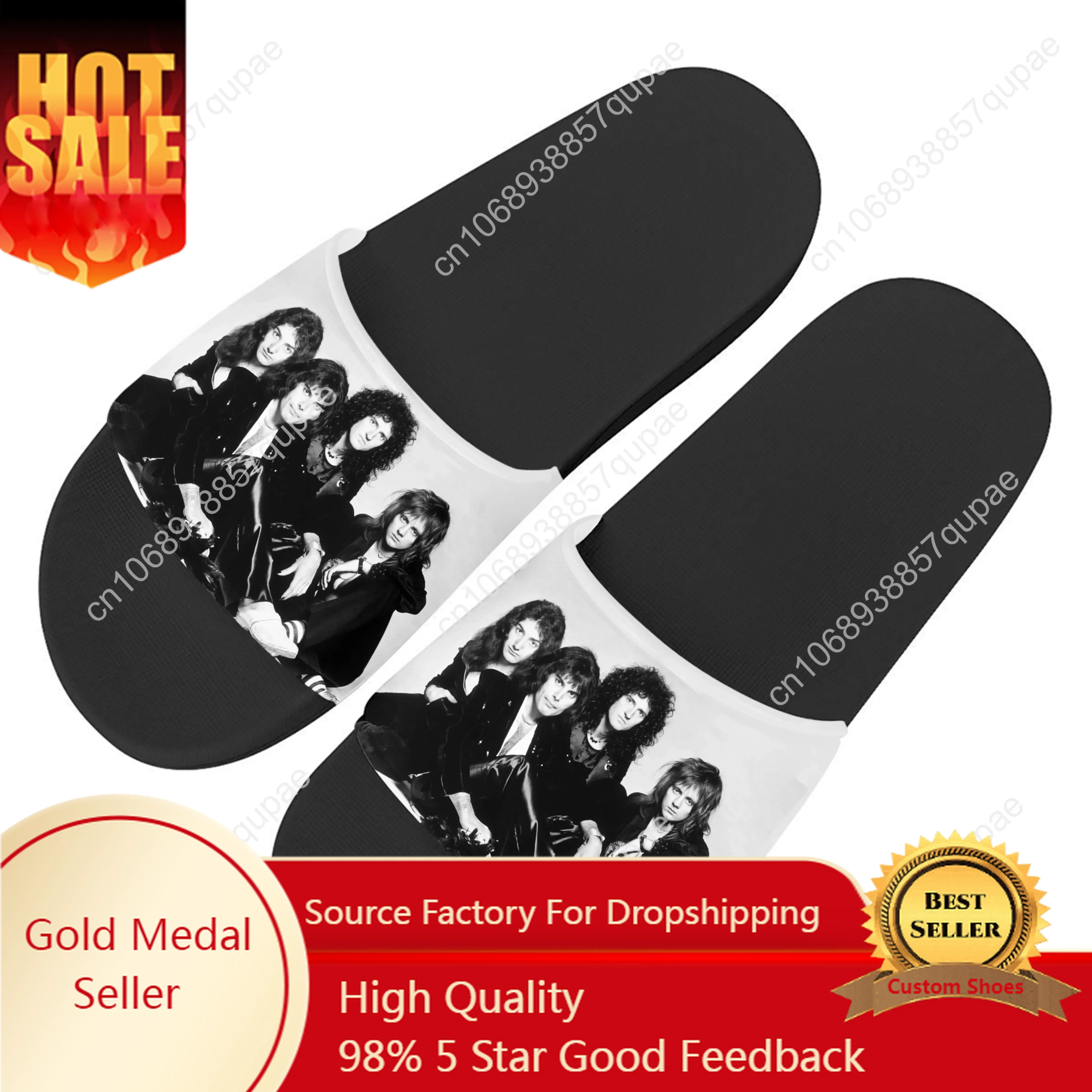 

Hot Queen Rock Band Slippers Home Water Shoes Fashion Music Mens Womens Teenagers Beach Pool Sandals Custom Summer Slipper