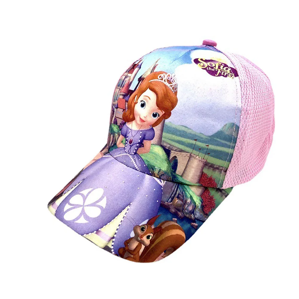 Disney-gorras de béisbol con dibujos animados para niñas, visera transpirable de malla, princesa Frozen, Elsa, 3 a 8 años