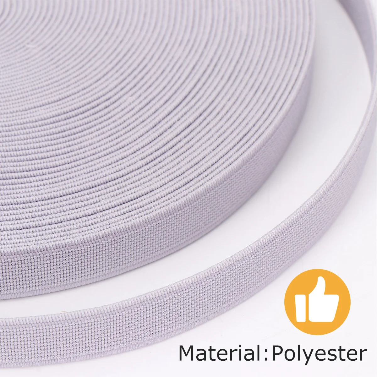 1 Roll Elastic Rope Mask Ear Hanging Band Gray 1.5cm Width 16m Length Stretchable Strong Elastic String for Mask Making Tools