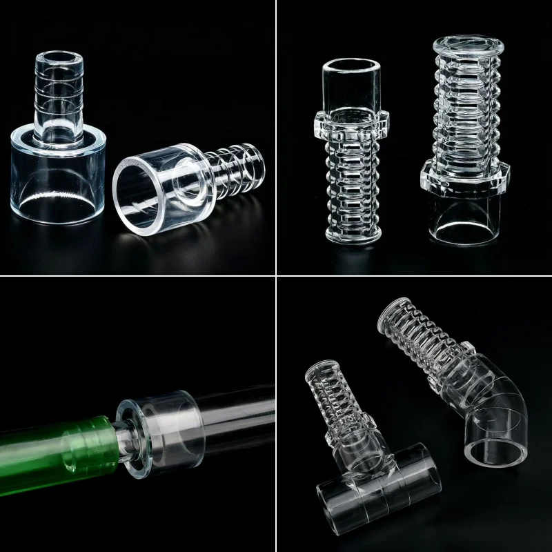 1PC 16~50mm Acrylic Pipe Fitting Aquarium Fish Tank Plexiglass Joint Water Supply Tube Fitting Elbow Tee End Cap DIY Accessories