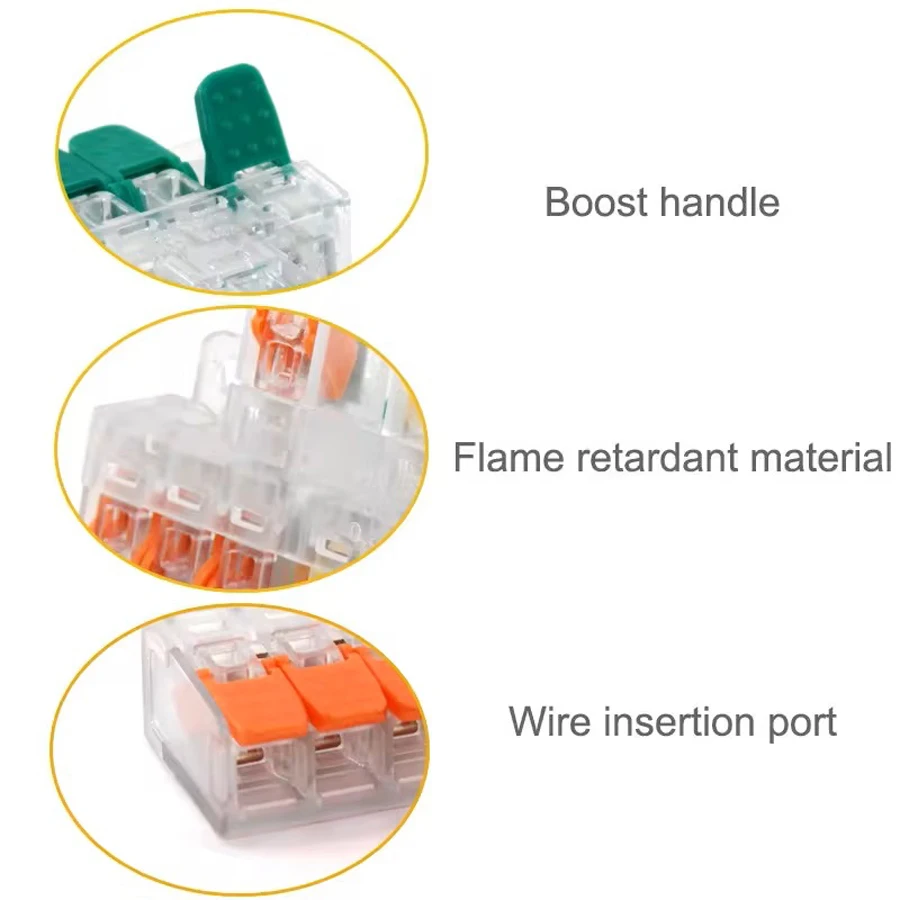 10/50/100PCS Mini Quick Plug Push-in Spring Terminals Universal Compact Electrical Connectors Disconnect Terminals for Wire