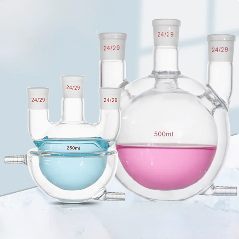 Three-neck jacketed double-layer reaction bottle half-pack full-pack reactor 250ml 500ml 1000ml laboratory glass instrument