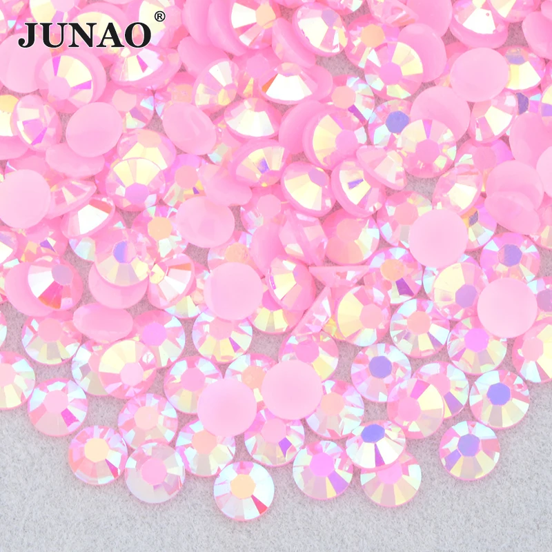 JUNAO Wholesale 2mm 3mm 4mm 5mm 6mm Transparent AB Crystal Flatback Resin Rhinestone Round Nail Strass For DIY Decoration