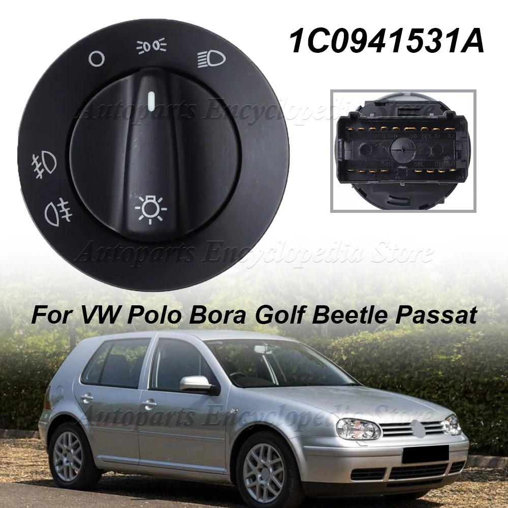 1C0941531A Car Head Light Control Car Fog Lamp Knob Switch For VW AL Transporter T5 Polo Bora Golf Lupo Beetle Passat Sharan