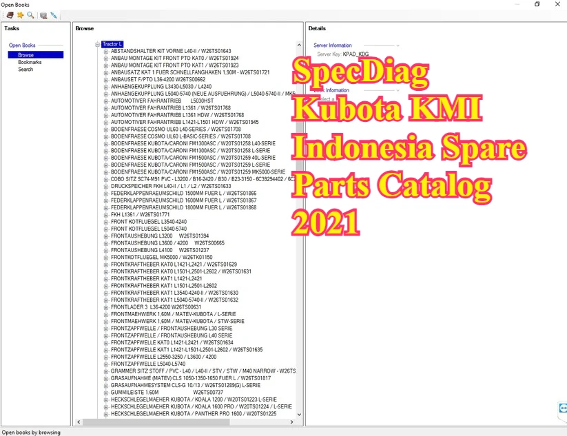 

Каталог запасных частей SpecDiag Kubota KMI Indonesia 2021р.