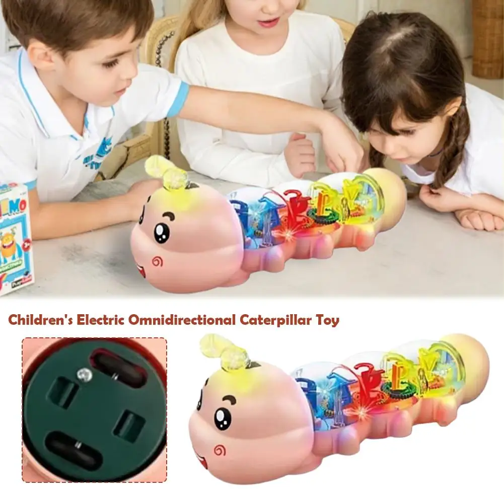Jouet chenille créatif intelligent Animal de dessin animé pour enfants, équipement lumineux musical, chenille électrique omnidirectionnelle