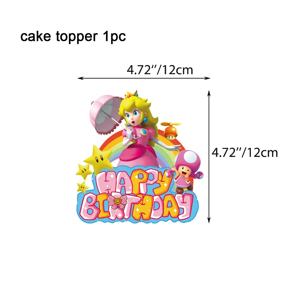 Princess P-Peach Theme Girl Birthday Party Decoration Disposable Tableware Tablecloth Balloon Background Banner Party Supplies