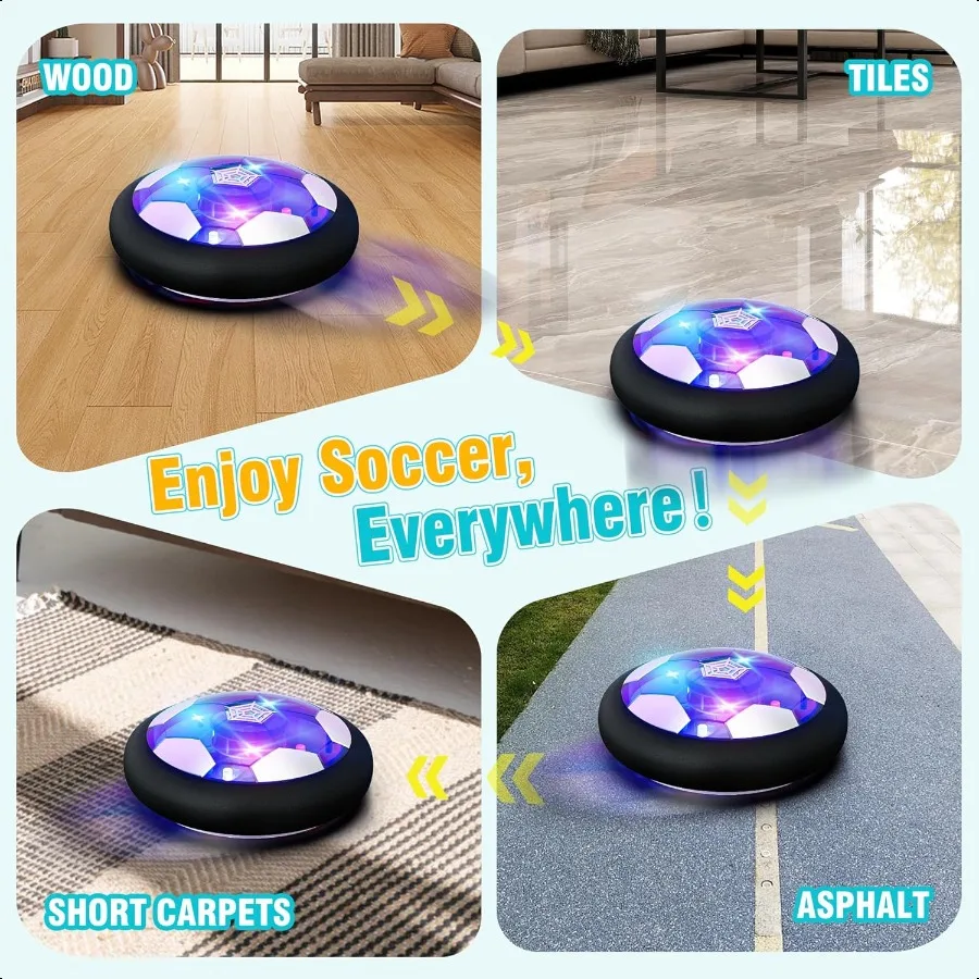 Rechargeable Hover Soccer Ball for Boy Birthday Gifts Age 6 7 8 9 10 11 12 Year Old Indoor LightUp Air Power Floating Soccer Ba