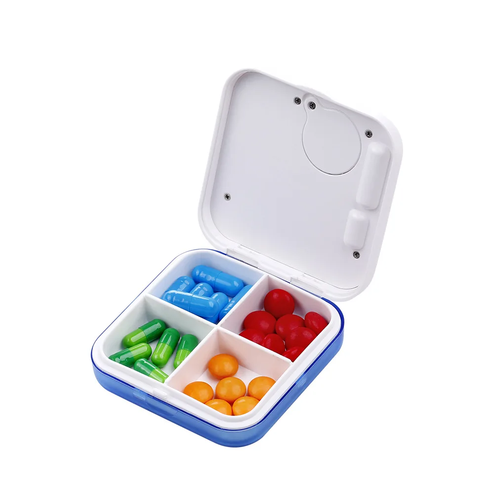 Portable Mini Pill Box Timed Reminders Compartments Pill Organizer Electronic Reminder Pill Box with Timer Five-Group Alarm