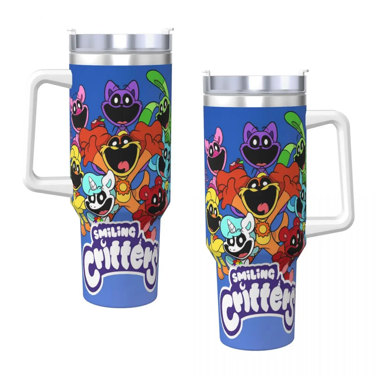 Smiling CatNap Dogday Stainless Steel Tumbler Travel Thermal Cups With Straws and Lid 40oz Mugs Cup Cold Drink Water Bottle