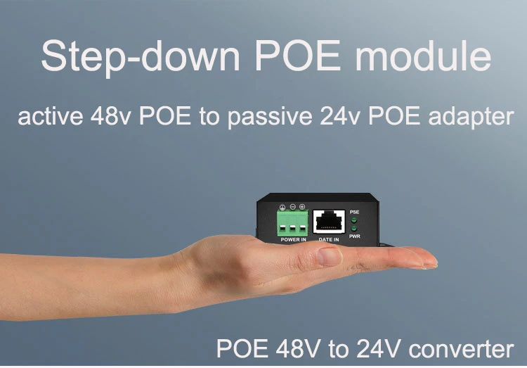 อะแดปเตอร์เอาต์พุต PoE แบบพาสซีฟ48V ที่ใช้งานอยู่ตัวแปลงอะแดปเตอร์เอาต์พุต24V 10/100/1000Mbps