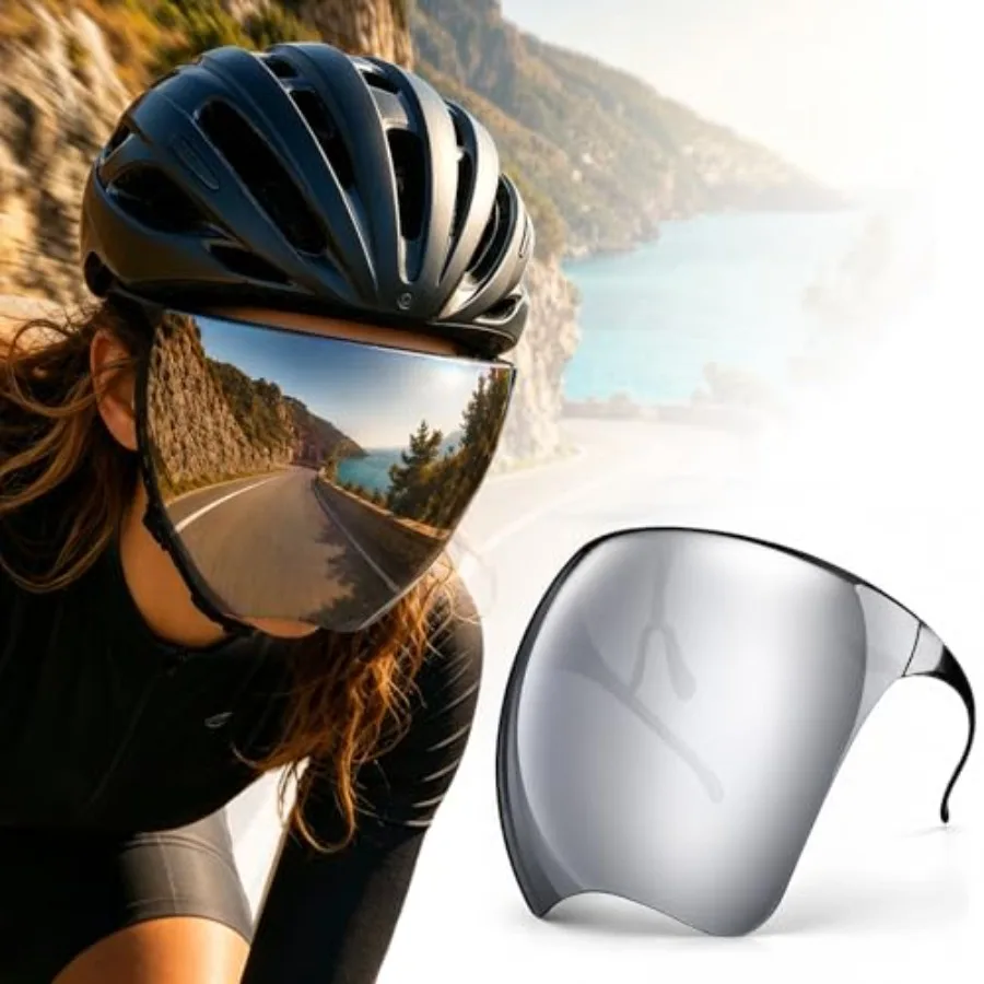 

Full Face Shield Mask, Futuristic Anti-Fog Glasses Mirror Shield Sunglasses, Full Face Visor Protection for Beach and Outdoor A