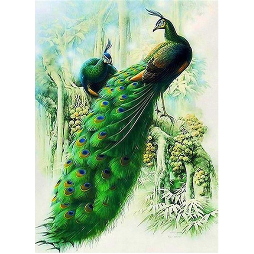 Bird Diy Peacock DIY Cross Stitch 11CT Embroidery Kits Needlework Craft Set Cotton Thread Printed Canvas Home   Dropshipping