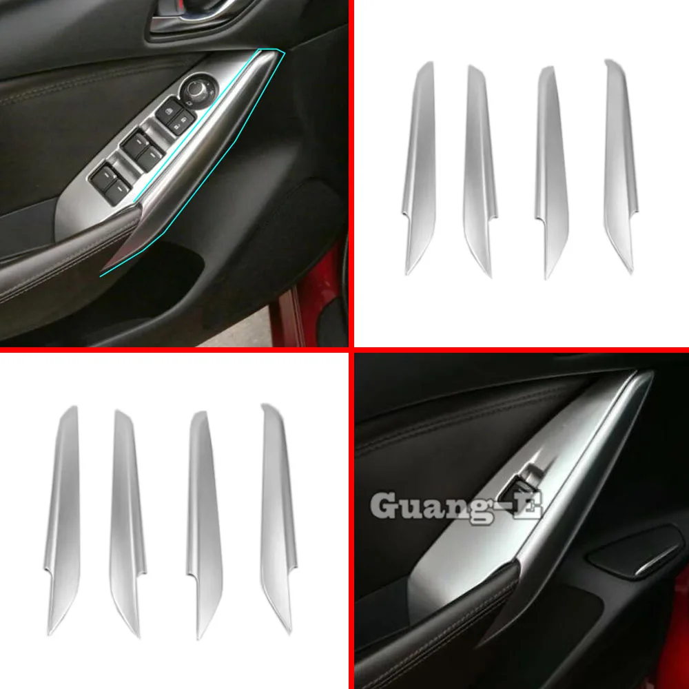 

Stick Styling ABS Matte Door Armrest Handrail Trim Frame Switch Glass For Mazda6 Mazda 6 Atenza 2014 2015 2016 2017 2018 2019