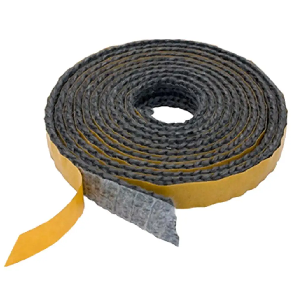 1pc 4m Black Flat Stoves Rope Adhesive Chimney Door Stove Fireplace Sealing Tape Insulation Sealing Rope Pad Replacement Gasket