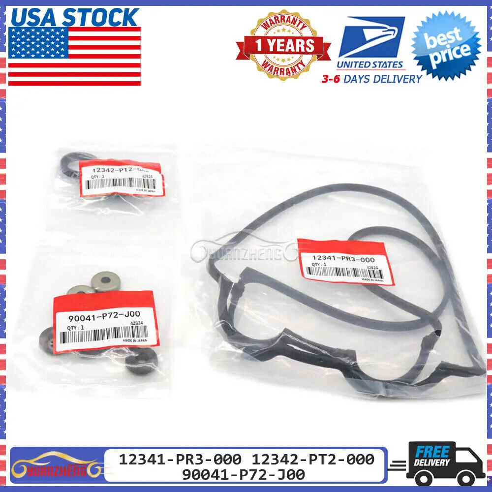 New Car Valve Cover Gasket Kit Set 12341-PR3-000 12342-PT2-000 90041-P72-J00 Fit For Acura Integra Honda Civic Del Sol 1.6 1.8L